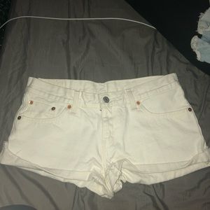 White Levi Shorts